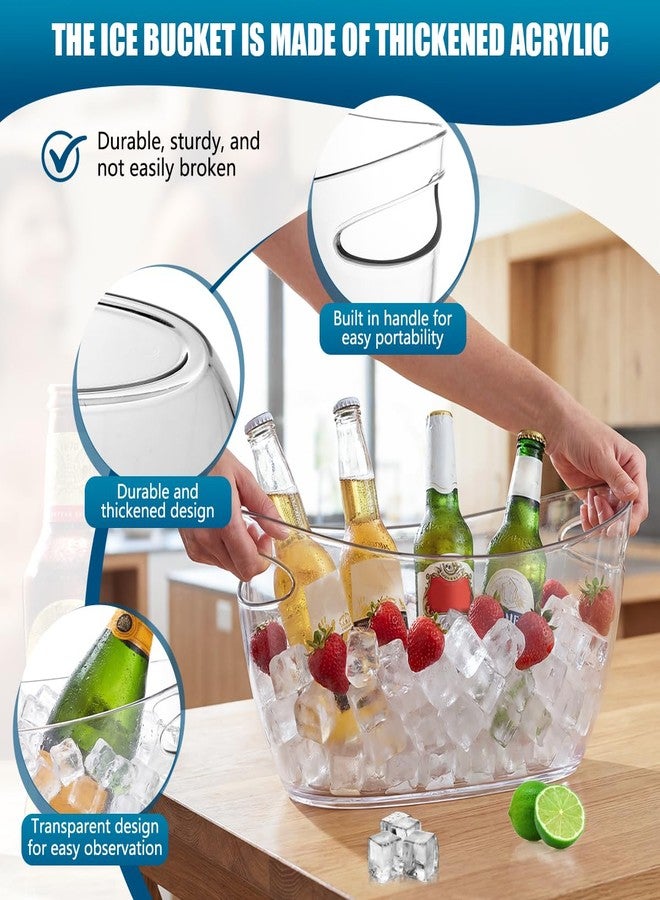 OBTANIM 2 Pack Clear Acrylic Ice Buckets Large Champagne Drink Cooler Storage Ice Tub with Scoops for Beer Cocktails Wine Beverage Home Parties Bar Cooling Supplies - Image 3