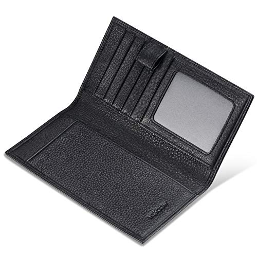HISCOW Soft Leather Checkbook Cover & Card Holder with Divider - Italian Calfskin (Pebbled Black) - Image 5