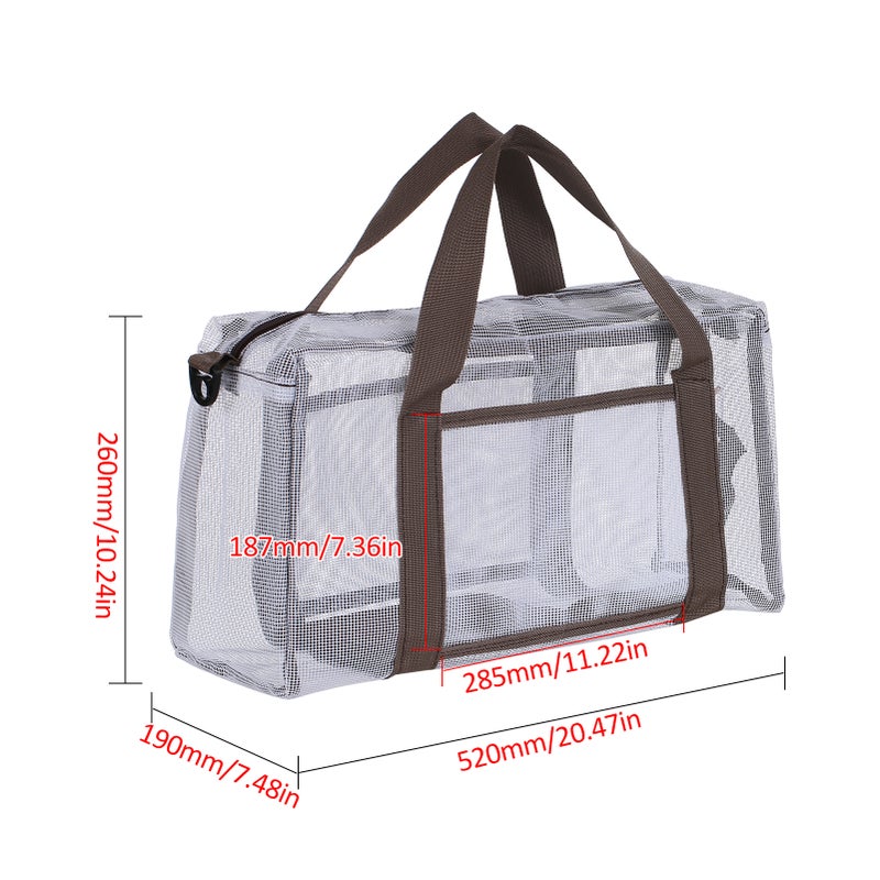 Mesh Tote Bag for Unisex Large Mesh Beach Bag with Zipper with 1 Inside Waterproof Fabric Pocket, Lightweight and Fordable Toy Tote Bag for Beach Pool Travel Picnic Camping Daily - Image 2