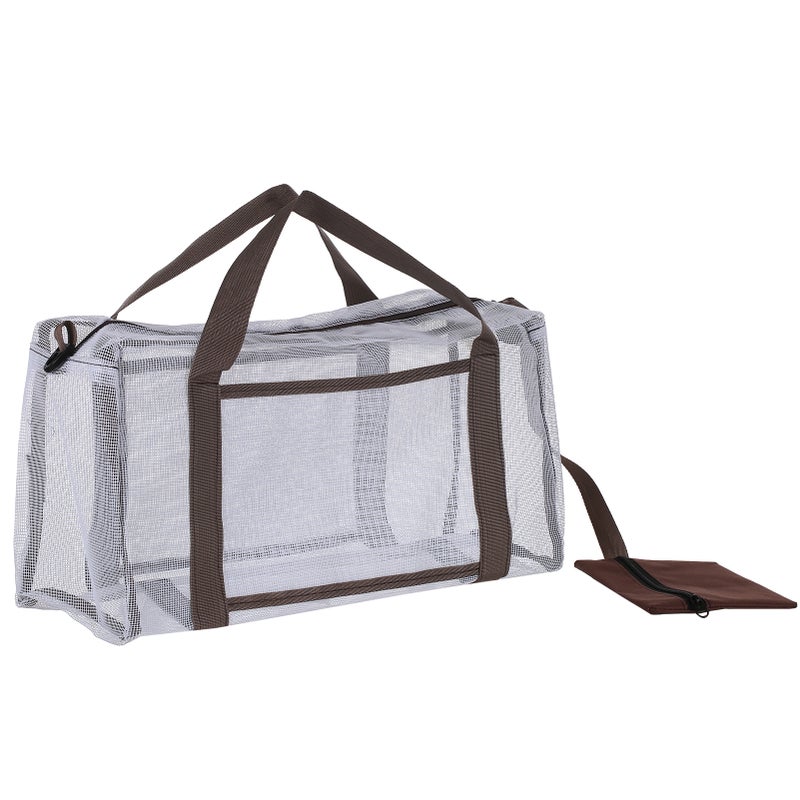 Mesh Tote Bag for Unisex Large Mesh Beach Bag with Zipper with 1 Inside Waterproof Fabric Pocket, Lightweight and Fordable Toy Tote Bag for Beach Pool Travel Picnic Camping Daily - Image 1