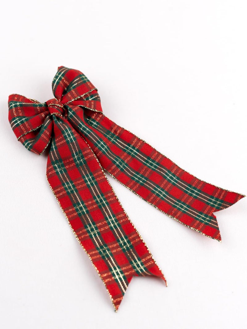 Arendelle Christmas Special Red Green Checkered Pigtail Hair Bow for Girls [ABW110] - Image 4