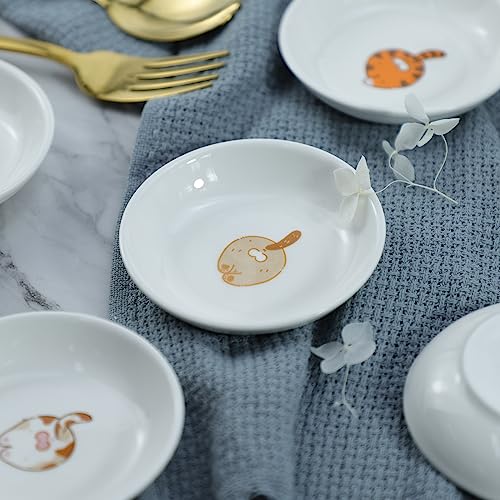 SOCOSY Super Cute Funny Cat Butts Ceramic Sauce Dish/Seasoning Dish/Sushi Soy Dipping Bowl/Appetizer Plates/Serving Dish for Kitchen Home(Set of 6) - Image 4