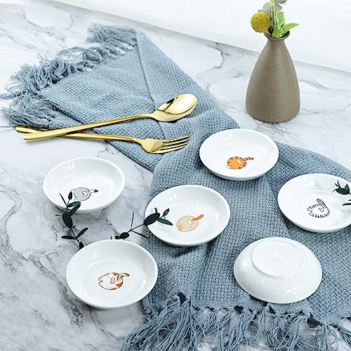 SOCOSY Super Cute Funny Cat Butts Ceramic Sauce Dish/Seasoning Dish/Sushi Soy Dipping Bowl/Appetizer Plates/Serving Dish for Kitchen Home(Set of 6) - Image 5