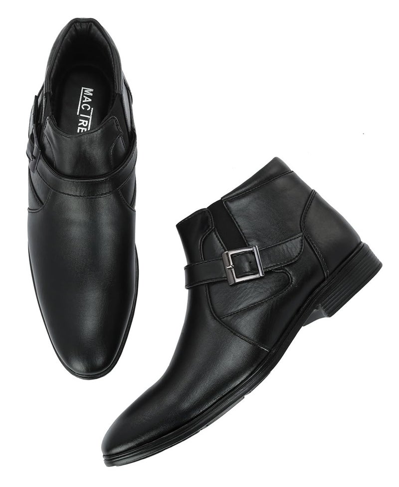 MACTREE Men's Black PU Leather Zipper Formal Ankle Boots - 08 UK - Image 5