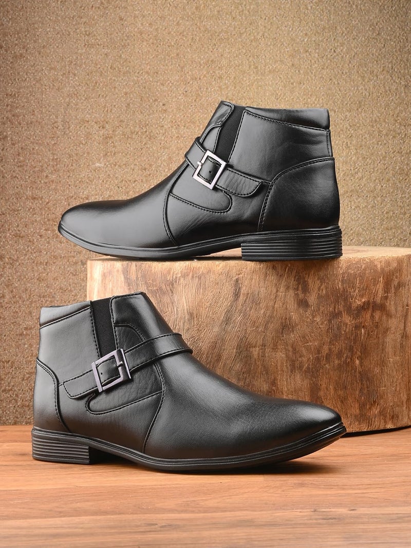 MACTREE Men's Black PU Leather Zipper Formal Ankle Boots - 08 UK - Image 2