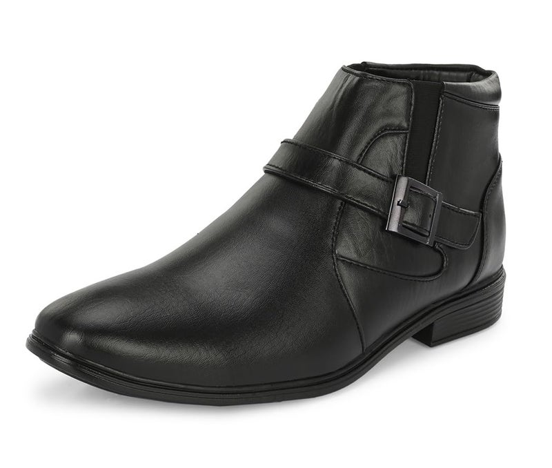 MACTREE Men's Black PU Leather Zipper Formal Ankle Boots - 08 UK - Image 1