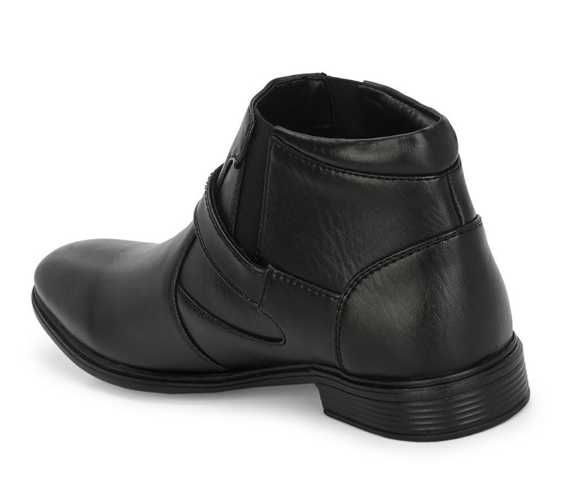 MACTREE Men's Black PU Leather Zipper Formal Ankle Boots - 08 UK - Image 4