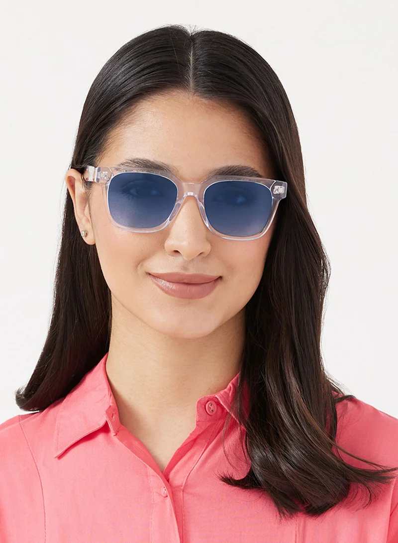 30Sundays Isle,Unisex Sunglasses, Square Sunglasses, UV Protection: UV400 (Transparent,Blue)