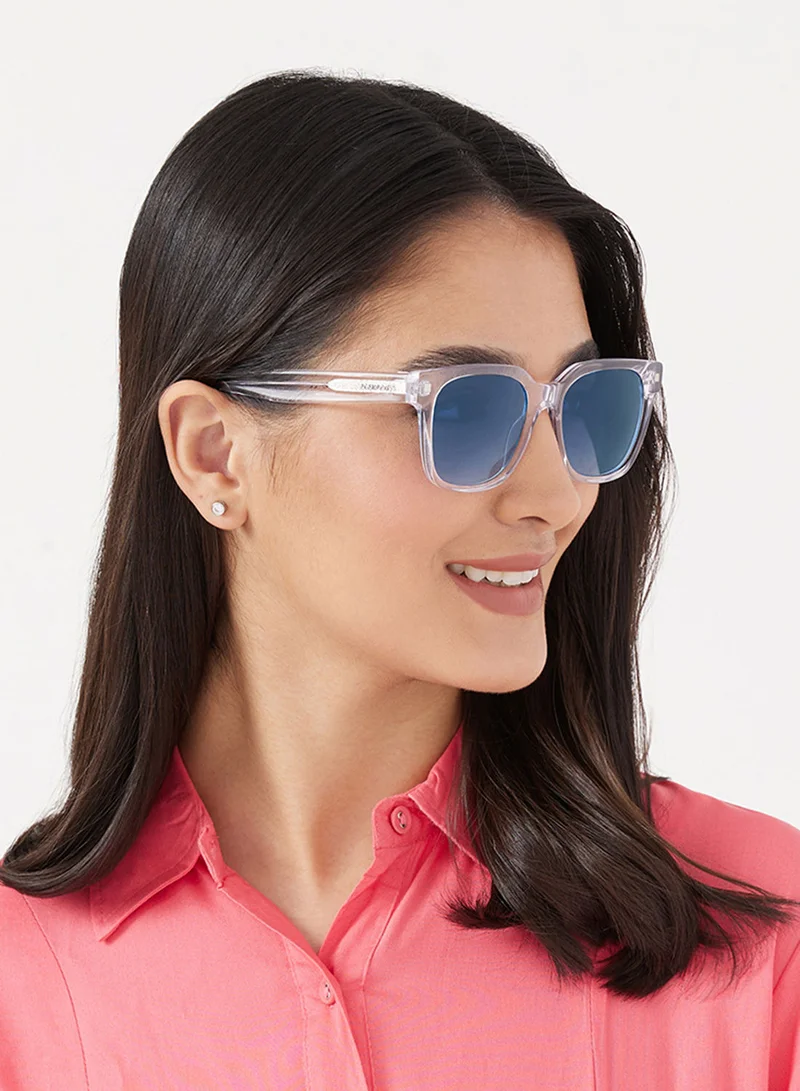 30Sundays Isle,Unisex Sunglasses, Square Sunglasses, UV Protection: UV400 (Transparent,Blue)