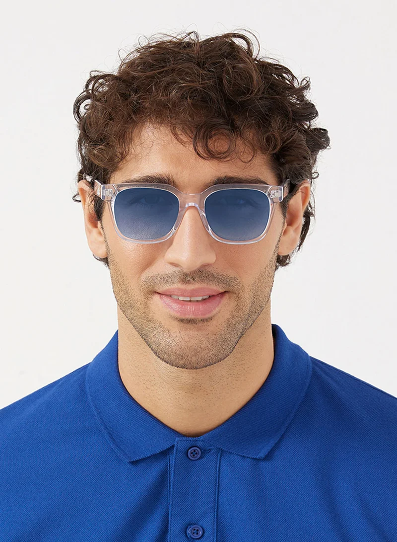 30Sundays Isle,Unisex Sunglasses, Square Sunglasses, UV Protection: UV400 (Transparent,Blue)