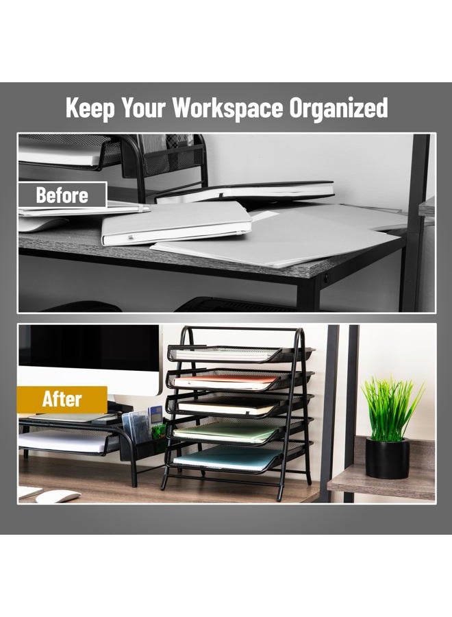Mind Reader Desk Organizer With 5 Sliding Trays For Letters, Documents, Mail, Files, Paper, Black - Image 5
