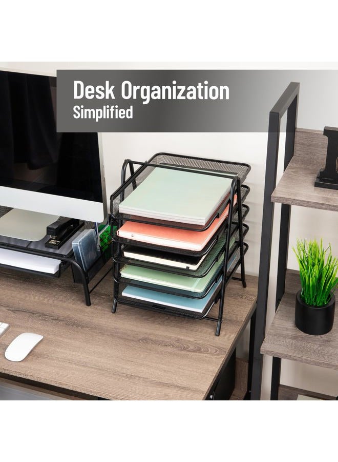 Mind Reader Desk Organizer With 5 Sliding Trays For Letters, Documents, Mail, Files, Paper, Black - Image 2