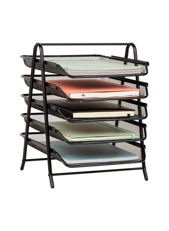 Mind Reader Desk Organizer With 5 Sliding Trays For Letters, Documents, Mail, Files, Paper, Black - Image 1