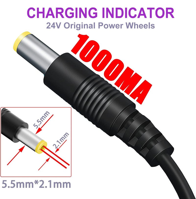 LAZORA 24V Charger for Kids Ride On Car Toys 24 Volt Battery Charger Wrangler SUV Kid Trax Dynacraft Toy Car Jeep ATV Quad Disney Electric Ride-On Charger 24V Battery Charger - Image 4