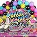 Chengu 176 Pcs 80s Party Decorations  80s 90s Theme Birthday Party Supplies with Back to the 80s Backdrop Banner Funky Table Cover Tableware Balloons Set for Birthday Hip Pop Cake Toppers - Image 4