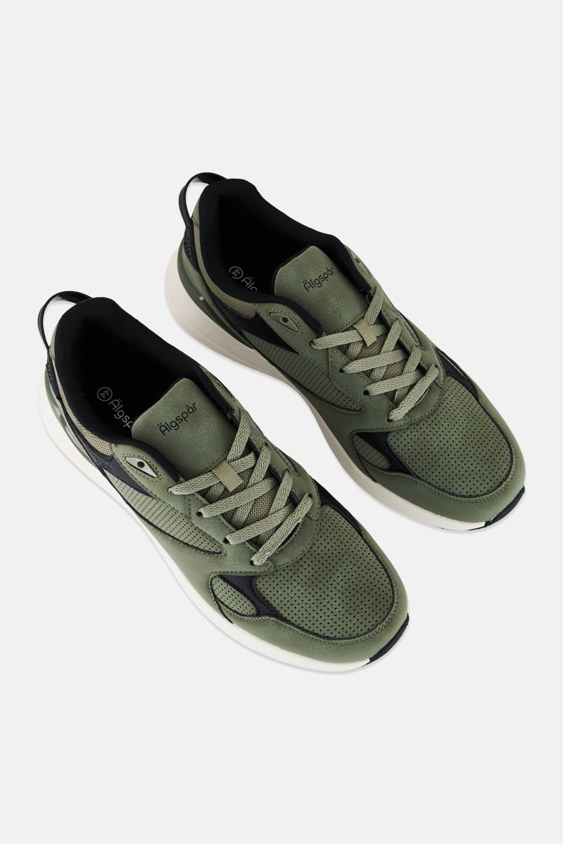 Algspar Men Lace Up Casual Shoes, Olive - Image 4