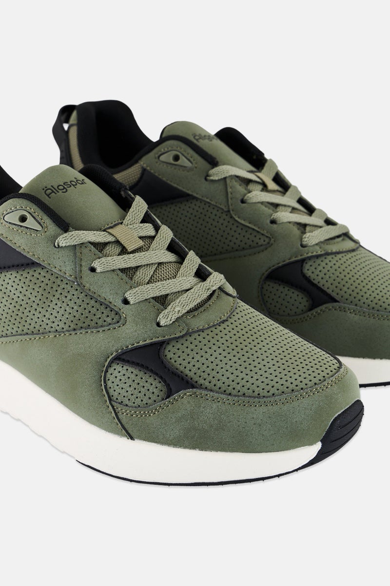 Algspar Men Lace Up Casual Shoes, Olive - Image 2