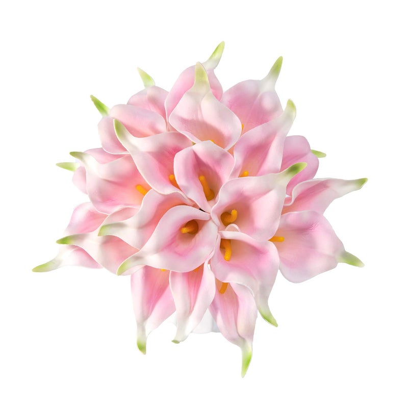 Crafjie 22pcs 134 Inch Pink Lataex Real Touch Artificial Calla Lily Flowers for Home Decor for Spring Flowers Home Kitchen Wedding Decorations and centerpieces