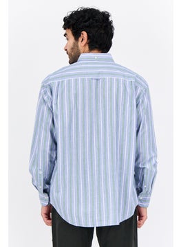 GANT Men Relaxed Fit Stripped Long Sleeve Casual Shirt, Blue Combo  - Image 3