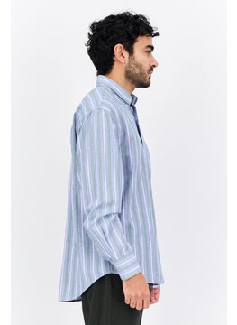 GANT Men Relaxed Fit Stripped Long Sleeve Casual Shirt, Blue Combo  - Image 2