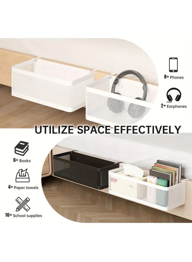 Black Adjustable Bedside Storage Rack with Hooks Multi Purpose Hanging Organizer - Image 5