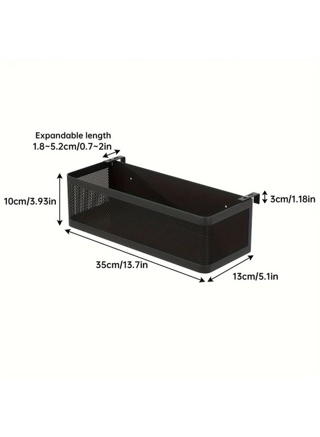 Black Adjustable Bedside Storage Rack with Hooks Multi Purpose Hanging Organizer - Image 4