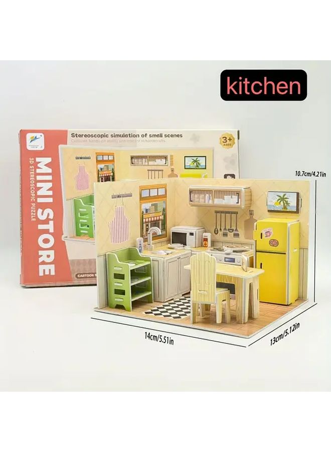 DIY Mini House Model Kitchen Set 26PCS Creative Assembly Scene Diorama For Kids - Image 4