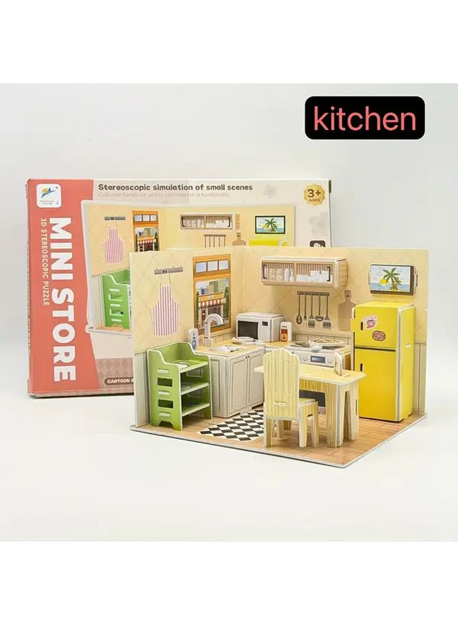DIY Mini House Model Kitchen Set 26PCS Creative Assembly Scene Diorama For Kids - Image 1