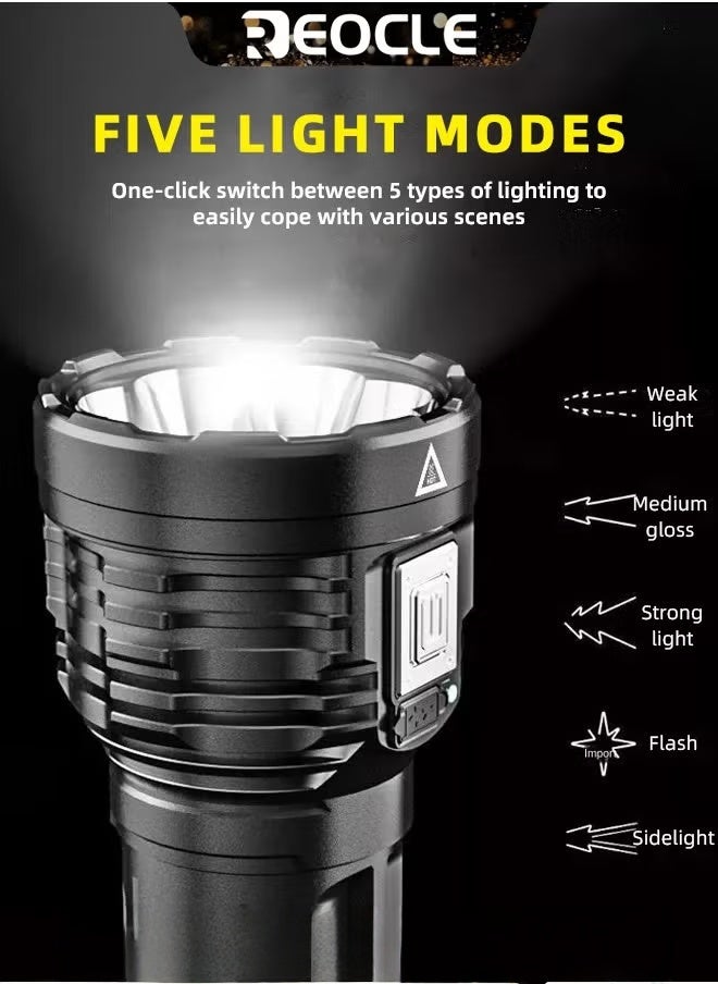 REOCLE Rechargeable LED Flashlights Powerful Torch with High Lumens & High Power & 5 Modes & IPX7 Waterproof & Long Lasting Powerful Handheld Flashlight for Camping Emergencies  - Image 2