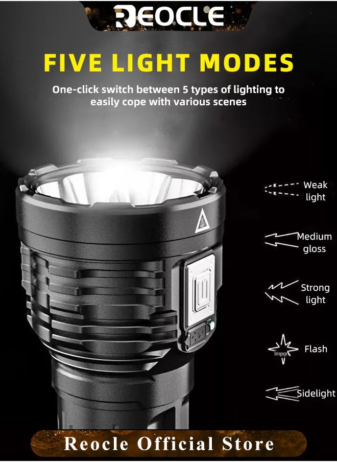REOCLE - Rechargeable LED Flashlights Powerful Torch with High Lumens & High Power & 5 Modes & IPX7 Waterproof & Long Lasting Powerful Handheld Flashlight for Camping Emergencies - Image 1