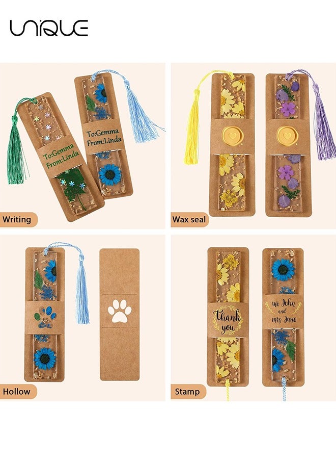 Unique 50 Pieces Resin Bookmark Holder 5.9 x 1.8 Inches Kraft Sleeves DIY Bookmarks Display Cards for Wrapping Small Business Packaging Supplies Party Favor Gift (Brown, Cute)  - Image 4
