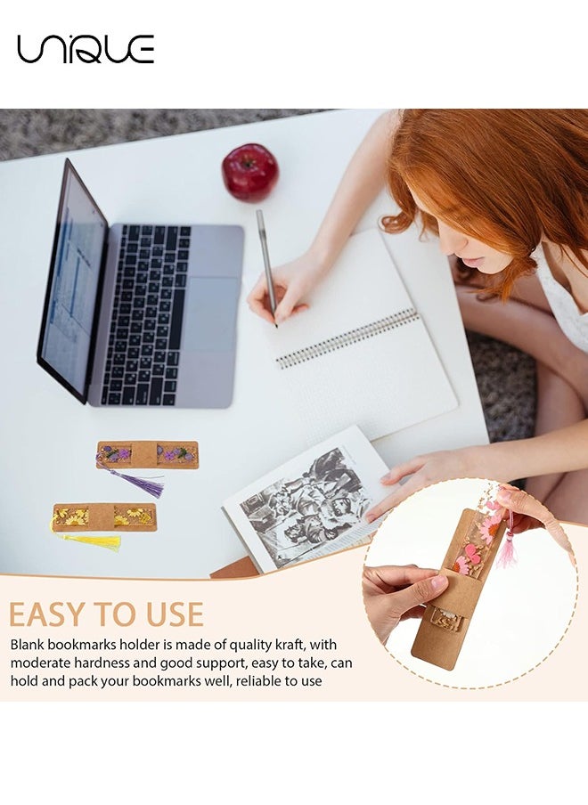 Unique 50 Pieces Resin Bookmark Holder 5.9 x 1.8 Inches Kraft Sleeves DIY Bookmarks Display Cards for Wrapping Small Business Packaging Supplies Party Favor Gift (Brown, Cute)  - Image 5