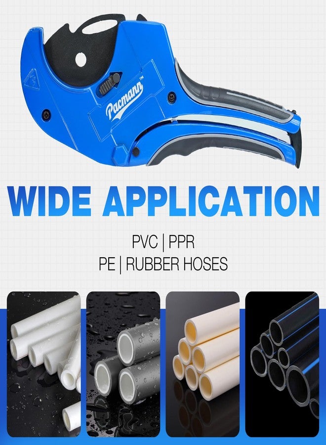 Pacmann PVC Pipe Cutter, Up to 2-1/2", Ratchet Pipe Cutter Heavy-Duty, Pex Cutting Tool for Cutting PEX, PVC, PPR Plastic Hoses and Plumbing Pipe with Deburring Tool - Image 5