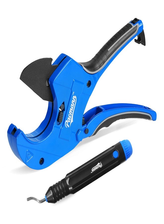 Pacmann PVC Pipe Cutter, Up to 2-1/2", Ratchet Pipe Cutter Heavy-Duty, Pex Cutting Tool for Cutting PEX, PVC, PPR Plastic Hoses and Plumbing Pipe with Deburring Tool - Image 1