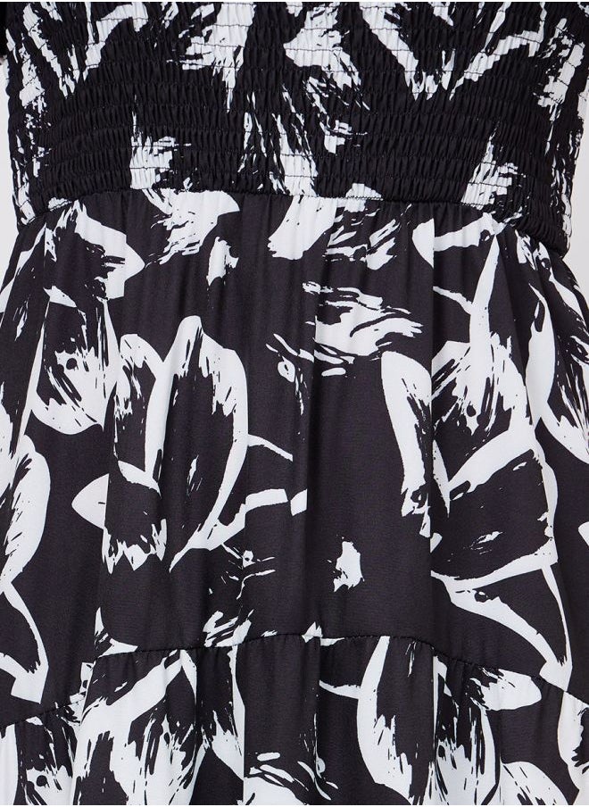 Styli - Square Neck High-Low Hem Tiered Maxi Dress - Image 1