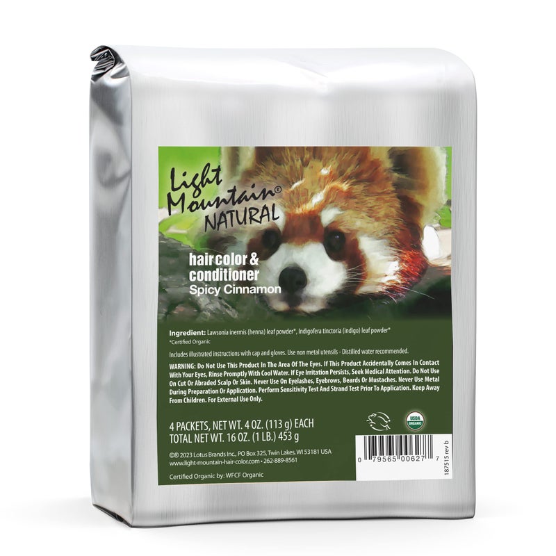 Light Mountain Henna Hair Color & Conditioner - Spicy Cinnamon Hair Dye for Men/Women, Organic Henna Leaf Powder and Botanicals, Chemical-Free Semi-Permanent Hair Color, 16 Oz - Image 1