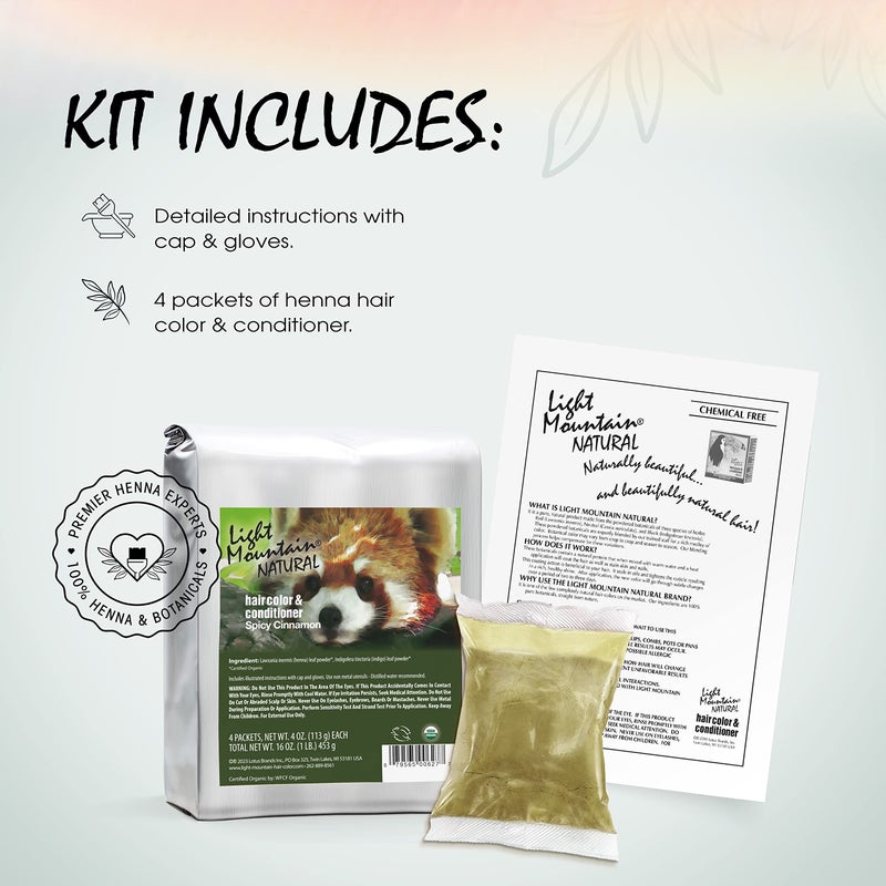 Light Mountain Henna Hair Color & Conditioner - Spicy Cinnamon Hair Dye for Men/Women, Organic Henna Leaf Powder and Botanicals, Chemical-Free Semi-Permanent Hair Color, 16 Oz - Image 2