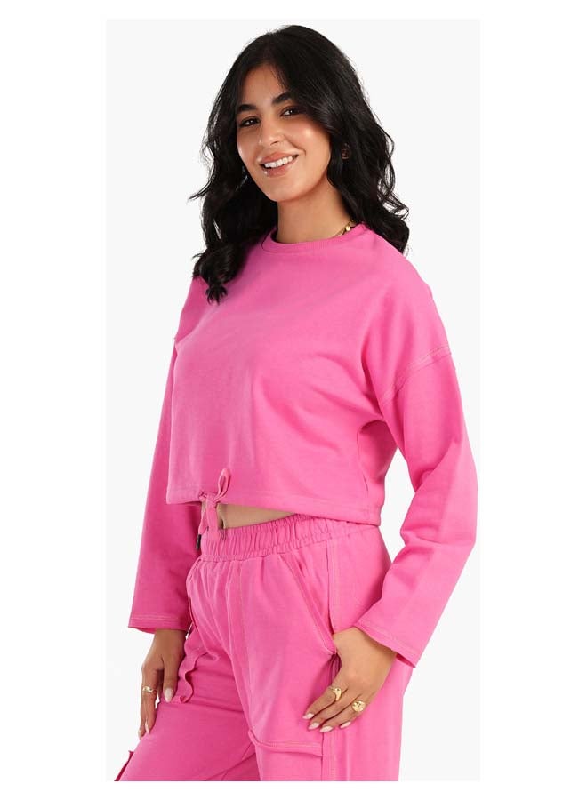 Carina Cropped Plain Lounge Sweatshirt - Image 2