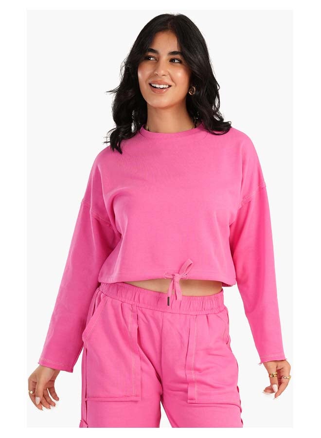 Carina Cropped Plain Lounge Sweatshirt - Image 1