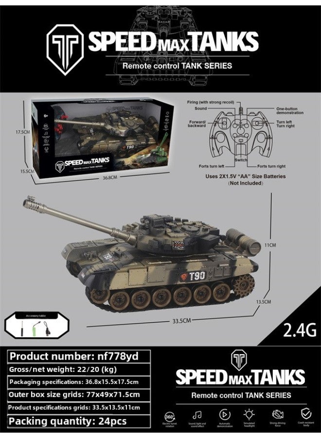Children's Remote Control 5-way 9-way Crawler Large Tank Model With Light Music USB Package Electric Cross-country Armored Vehicle-Color:NF778YD Jiutong Tuhaojin-Specifications:1 Set Of 3.7V Rechargeable Batteries - Image 1