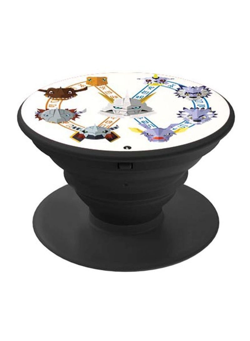 RKN Printed Pop Socket Phone Holder White/Yellow/Purple - Image 1