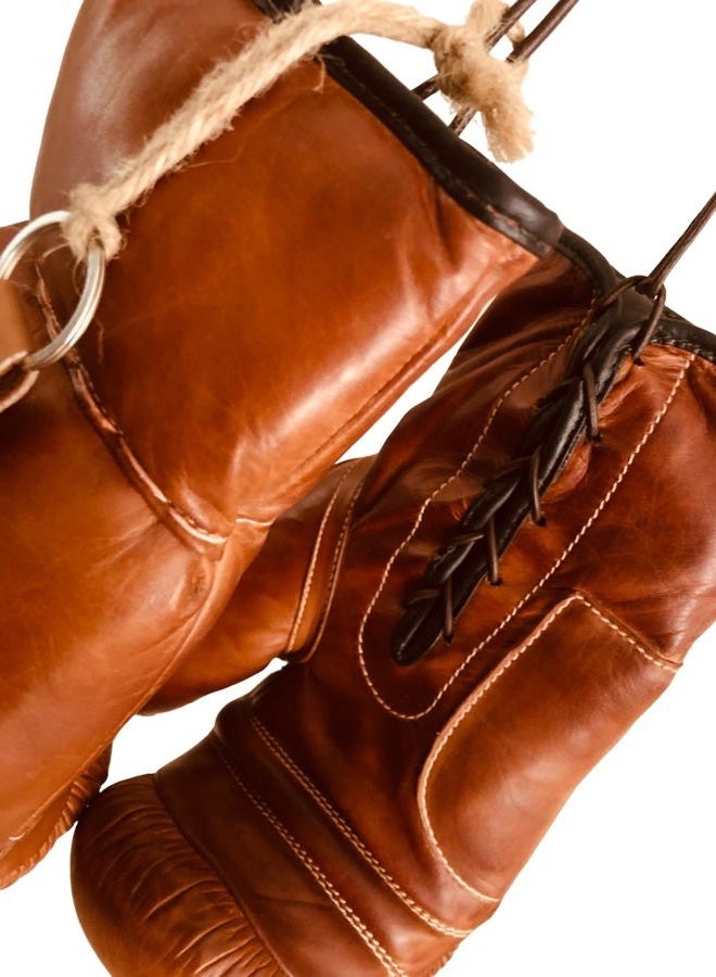 GEOFFREY TAN Leather Vintage Boxing Gloves with Leather Laces | 12oz | Retro by (Tan) - Image 5
