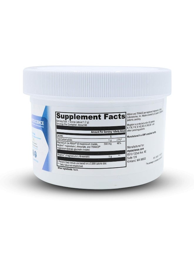 MYOXCIENCE Brain Mag Magnesium L-threonate Magtein & Magnesium glycinate Powder (Unflavored)  - Image 2