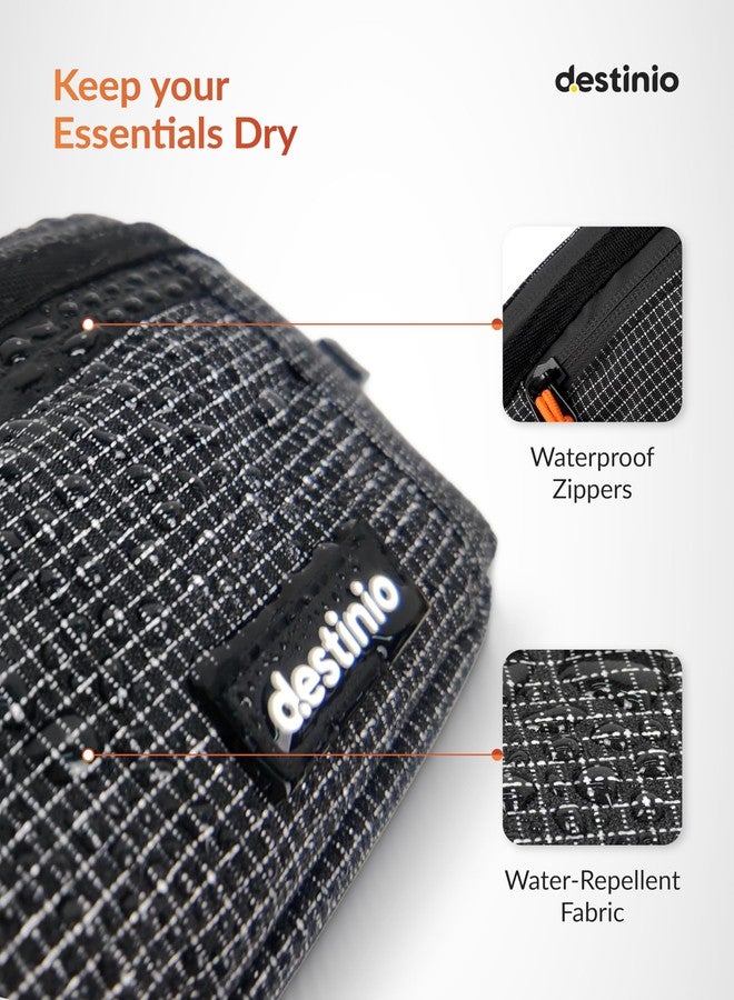 Destinio Waist Bag for Men & Women | Travel Fanny Pack Pouch with Waterproof Zippers & Back Pocket | Anti-Theft Design, Key Holder, Adjustable Strap | Hip Bag for Hiking, Gym, Passport (Orange Zipper) - Image 5