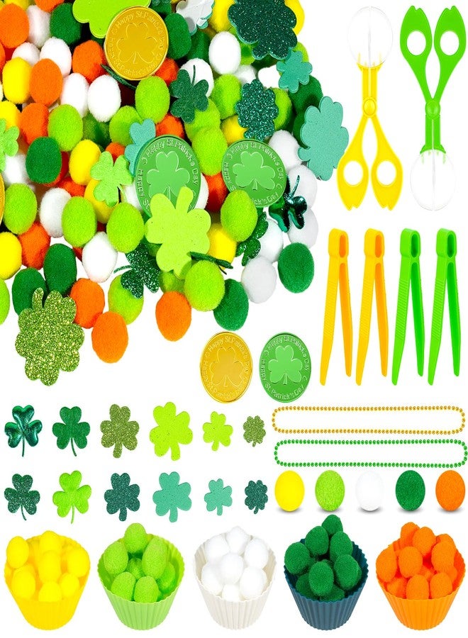 Bbiamsleep 328 Pcs St. Patrick Day Sensory Bin Filler Spring Sensory Bin Items Fine Motor Skills Include Shamrock Stickers and St. Patrick's Decor for Sorting Counting Training - Image 1