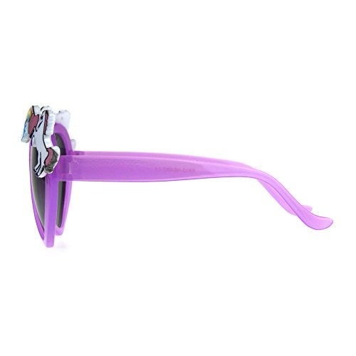 SA106 Children Size Girls Rainbow Unicorn Heart Shape Sunglasses Purple - Image 3
