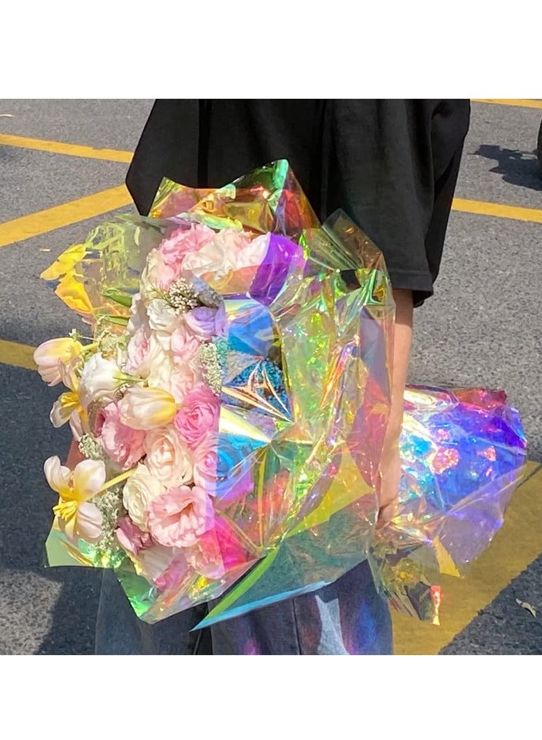 Zikra Clear Cellophane Wrap Roll Iridescent Film Laser Rainbow Flower Gift Wrapping Paper Gifts Baskets Arts Crafts Treats for DIY Decoration Supplies - Image 5