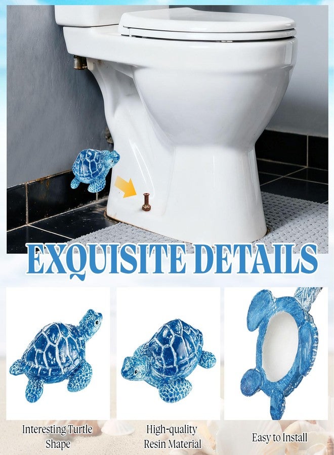 Leinuosen 4 Pcs Turtle Toilet Bolt Covers Decorative Cute Turtles Toilet Bolt Caps Sea Turtle Bathroom Accessories Decor, Toilets Bolts Caps Decorative for Home Beach House Easy to Install - Image 3
