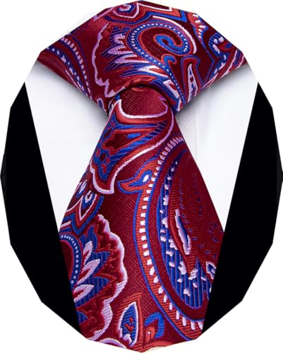 YourTies Red Blue Ties for Men Silk Floral Men's Necktie Woven Jacquard Formal Business Party Wedding Designer - Image 1