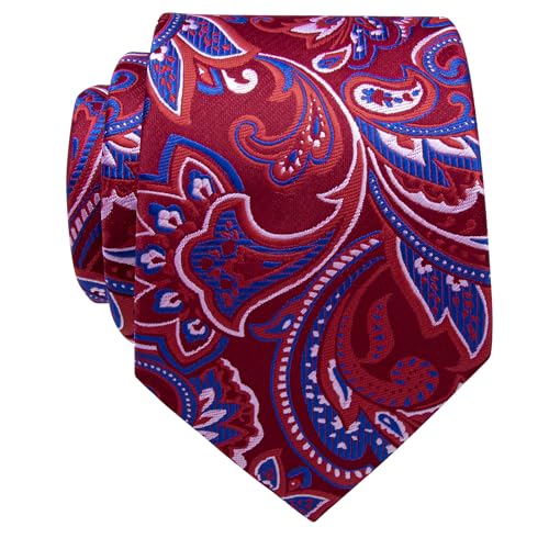 YourTies Red Blue Ties for Men Silk Floral Men's Necktie Woven Jacquard Formal Business Party Wedding Designer - Image 5